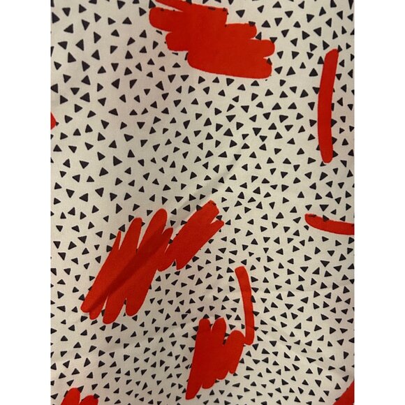Vintage Rhapsody 1980s Print Womens White Red & Black Abstract Print Blouse FLAW - Picture 5 of 8